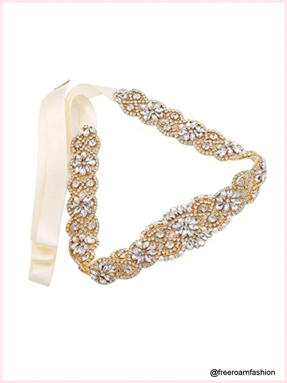 Handmade Rhinestone and Pearl Bridal Belt Sash for Wedding Gown